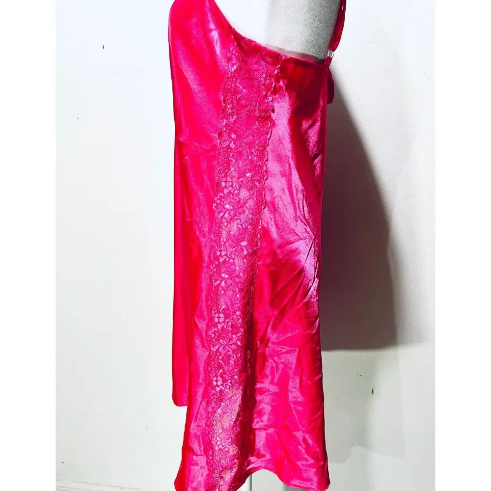Morgan Taylor nightgown pink lace satin comfy romantic chemises women's M